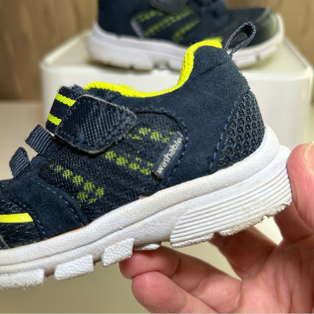 Stride Rite M2P Taylor Boy's 5.5 W Sneakers Washable Adjustable Dark Navy Yellow - Picture 10 of 15